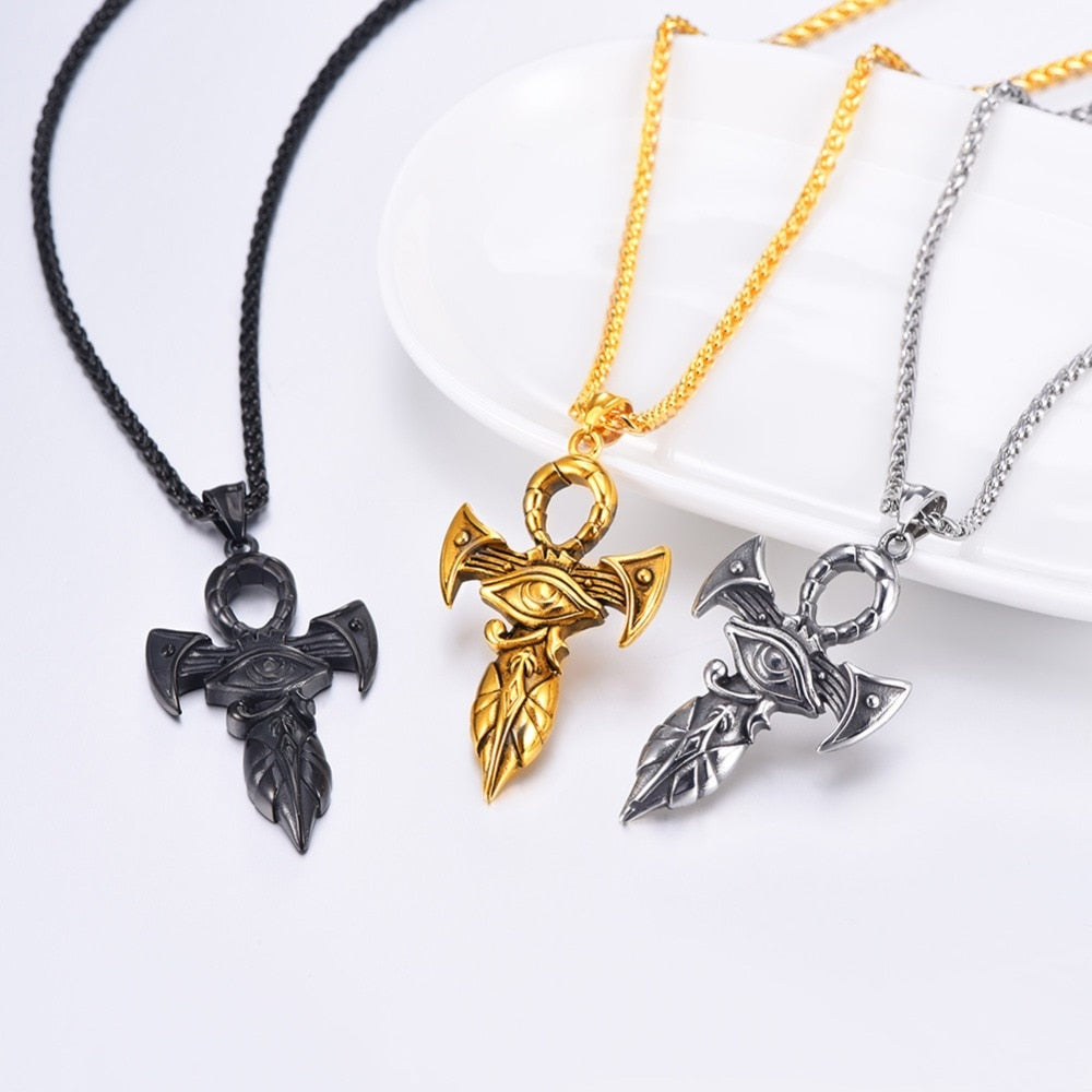 3 amulettes croix égyptienne Noir Or Argent