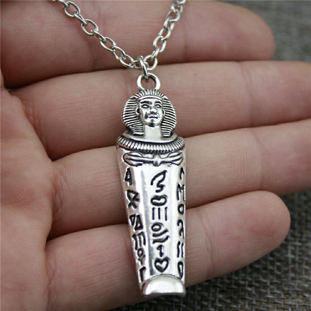 49x15mm Egyptian Pharaoh Pendant Necklace For Women Antique Silver Color Vintage Necklace Jewelry Accessories | Egypte Antique Shop