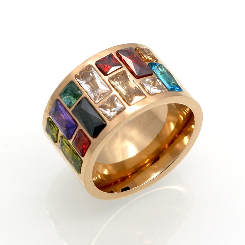 Bague en cristal multicolore