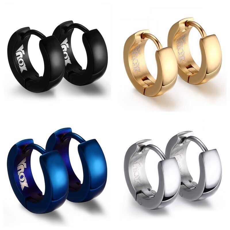 Boucle d'oreille créoles homme en acier unique