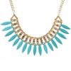 Collier plastron Bohême pierres colorées bleu