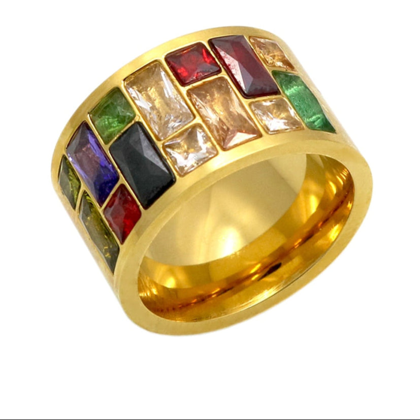 Bague en cristal multicolore