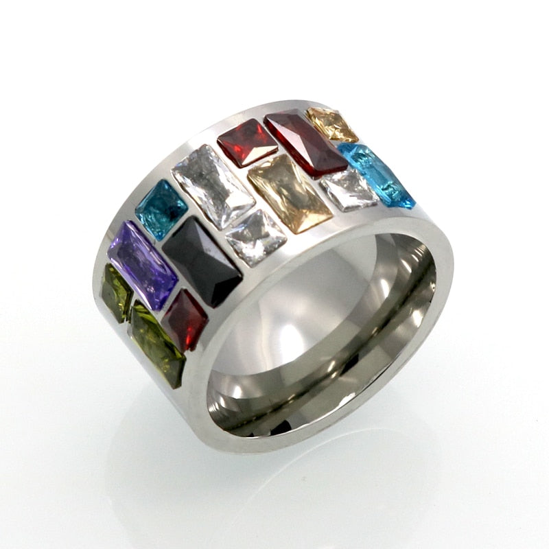 Bague en cristal multicolore