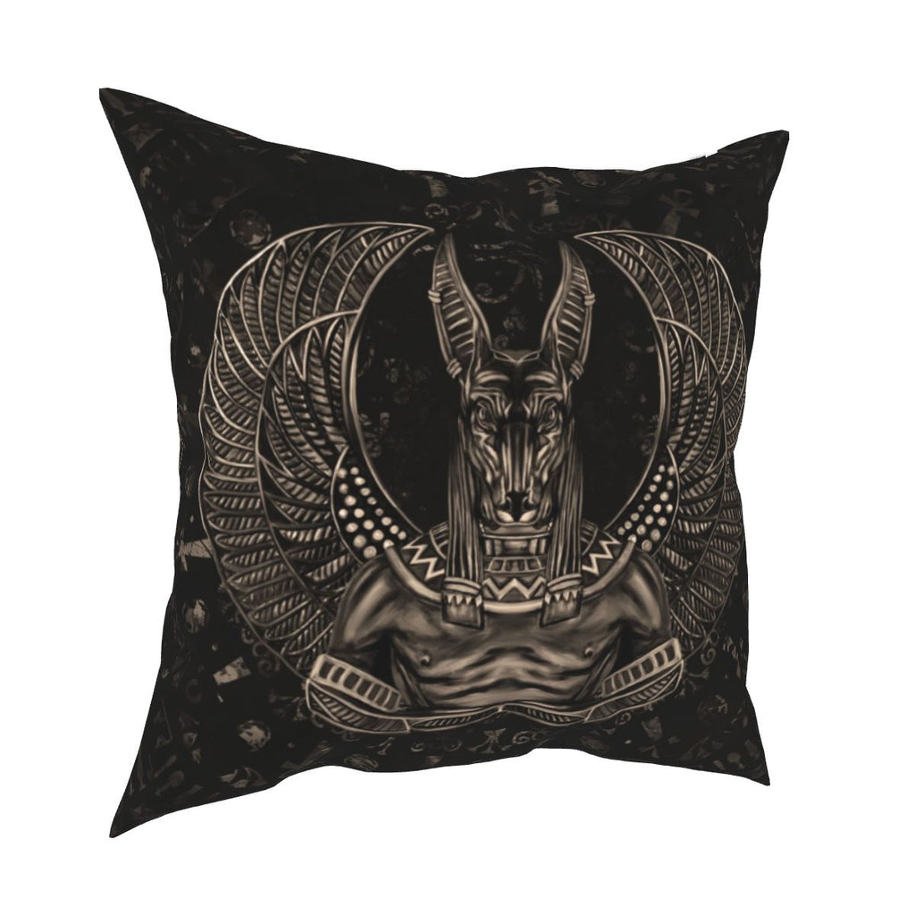 Housse de coussin noir Anubis et ses ailes