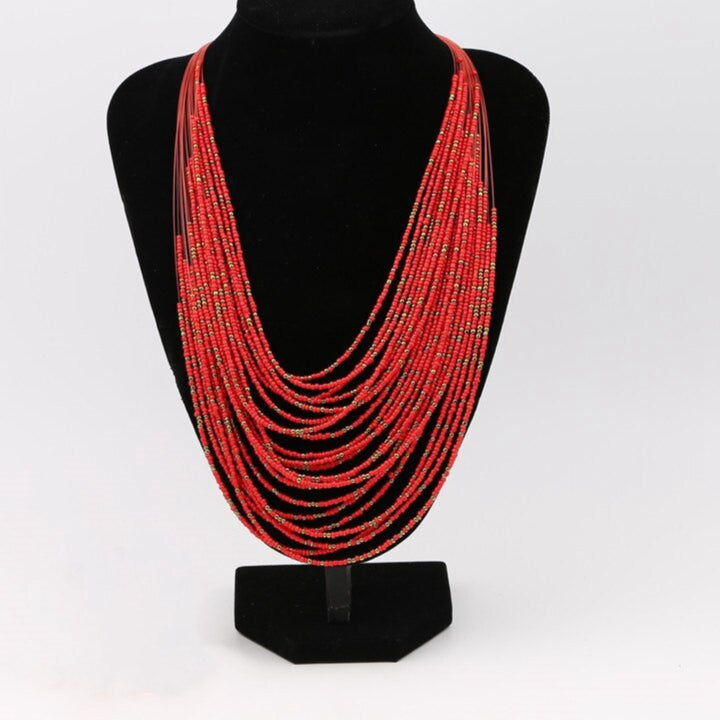 Collier plastron nature et perlé
