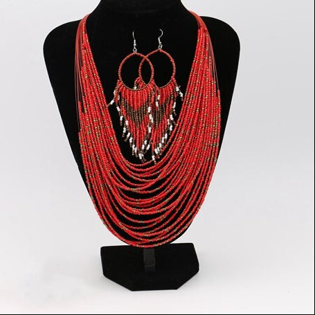 Collier plastron nature et perlé