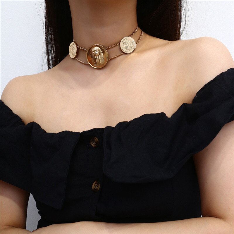 Collier Égyptien <br> Pièces Pharaon Carpe Diem