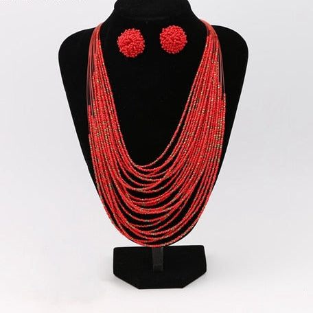 Collier plastron nature et perlé