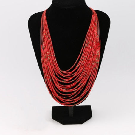 Collier plastron nature et perlé