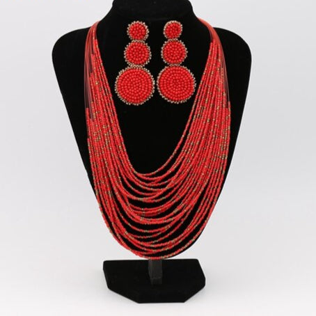 Collier plastron nature et perlé