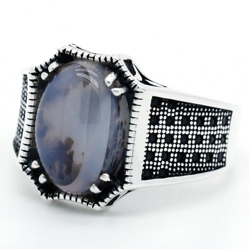 Bague d'argent en pierre naturelle vice-pierre de Rê