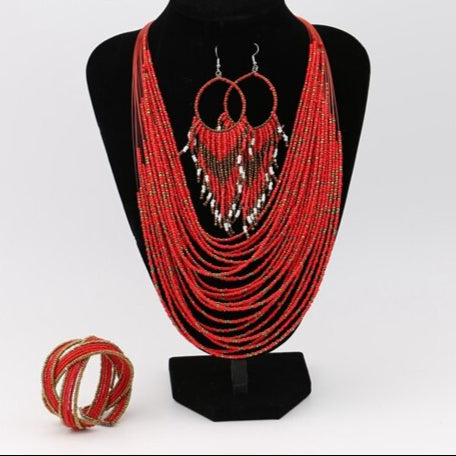 Collier plastron nature et perlé