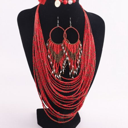 Collier plastron nature et perlé