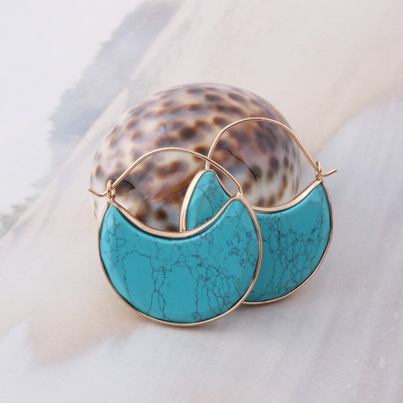 Boucle d'oreille naturelle Lapis lazuli en croissant