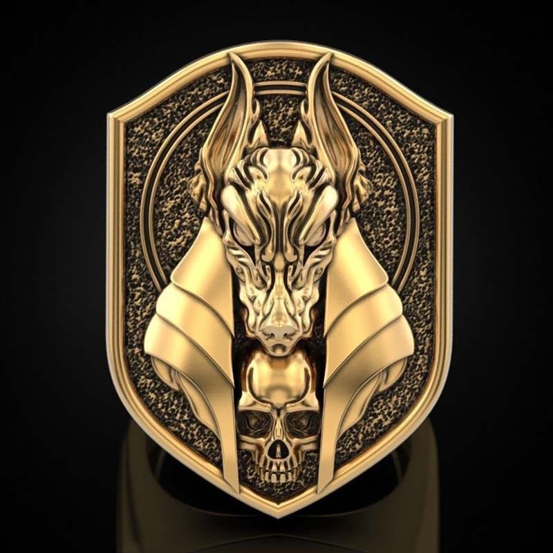 Bague Égyptienne le  Dieu-Roi de la mort Anubis