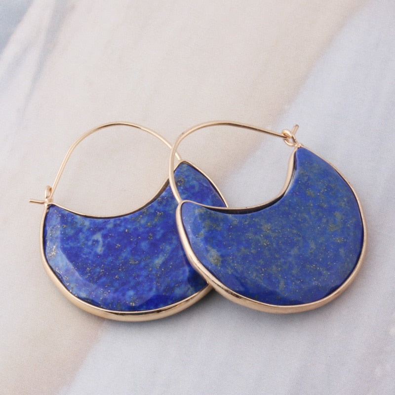 Boucle d'oreille naturelle Lapis lazuli en croissant