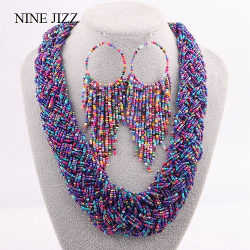 Collier plastron oasis perlé