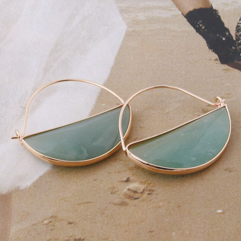 Boucle d'oreille naturelle Lapis lazuli en croissant