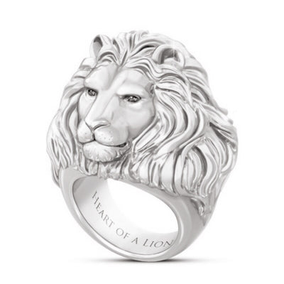 Bague tète de lion argent homme