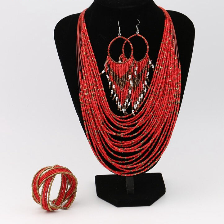 Collier plastron nature et perlé