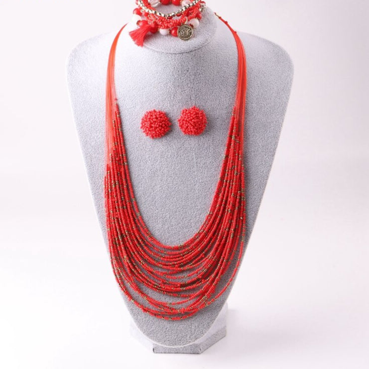Collier plastron nature et perlé