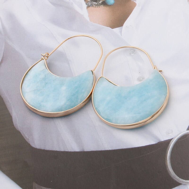 Boucle d'oreille naturelle Lapis lazuli en croissant