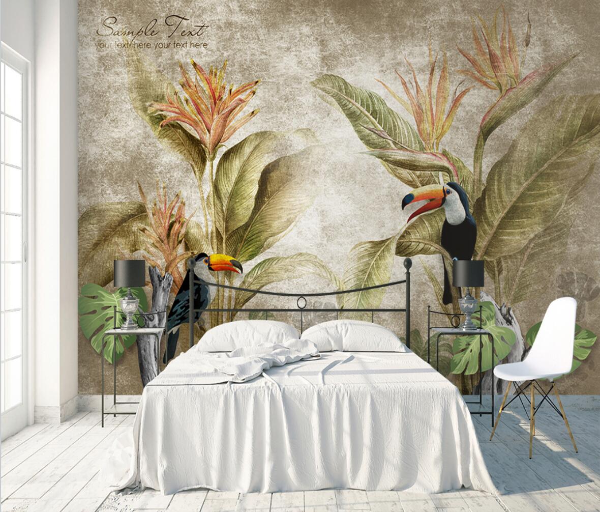 Papier peint Mural 3D foret exotique du Oasis