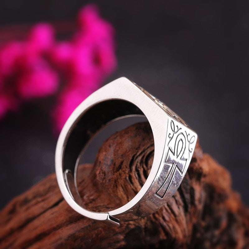 Bague Rétro Égyptienne – Œil d’Horus & Croix Ankh