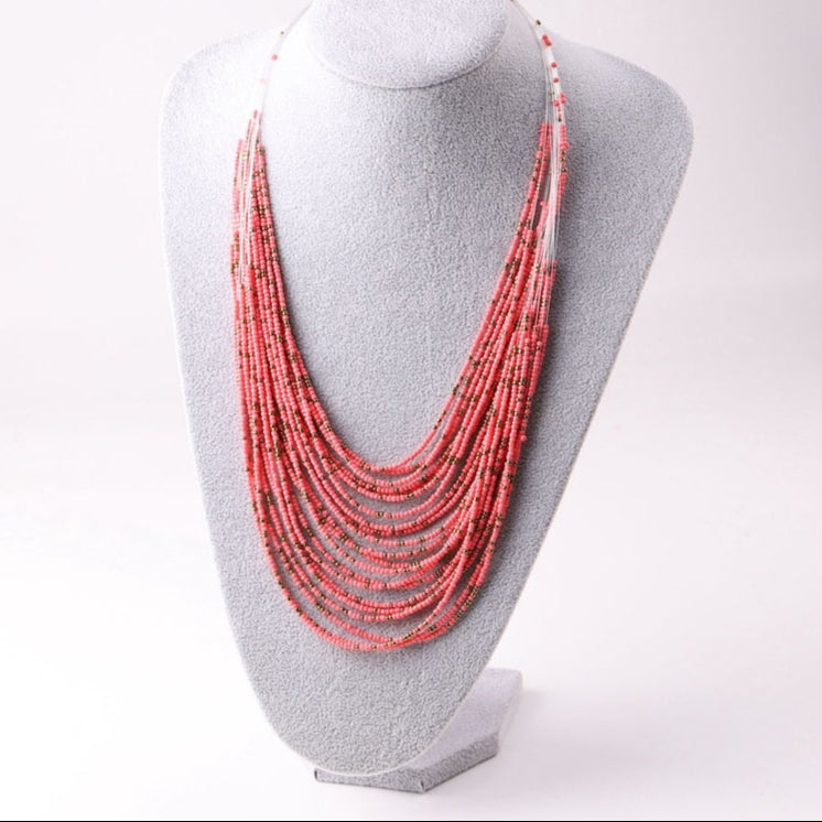 Collier plastron nature et perlé