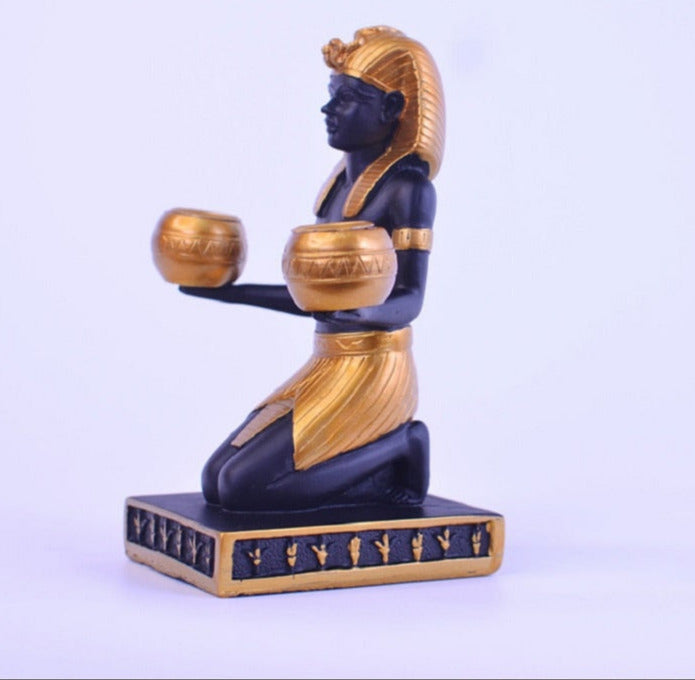 Statue égyptienne double bougie