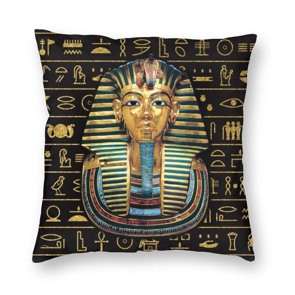 Funda de cojín de lujo con jeroglíficos del faraón