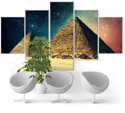 pintura egipcia<br> pirámide de la noche estrellada